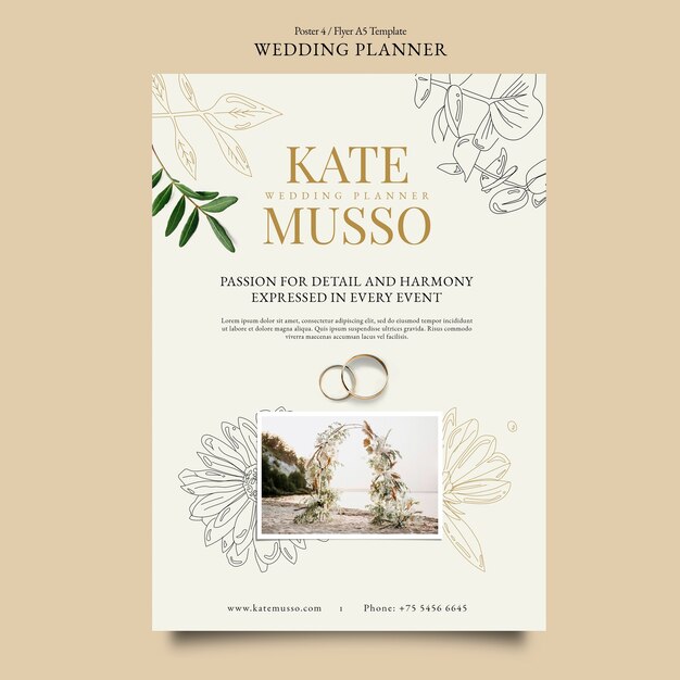 Diseño de plantilla de planificador de bodas