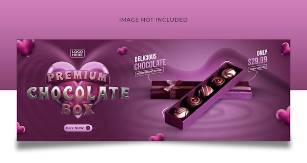 Diseño de plantilla de portada de banner de redes sociales de caja de chocolate premium PSD Premium 
