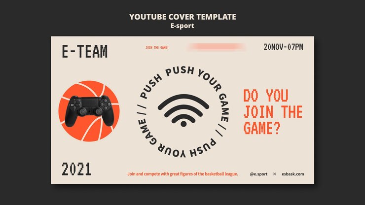 PSD gratuito diseño de plantilla de portada de esport youtube