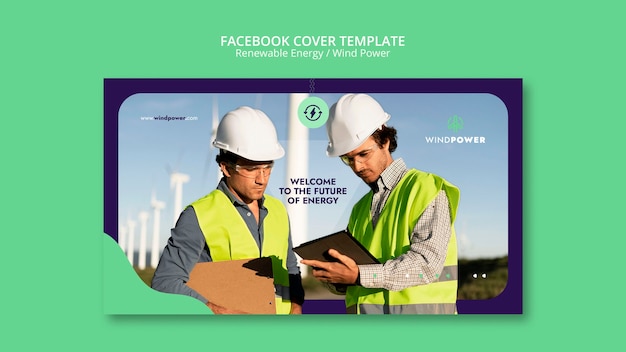 Diseño de plantilla de portada de facebook de energía renovable