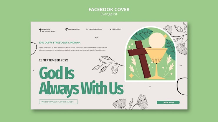 PSD gratuito diseño de plantilla de portada de facebook de evangelista