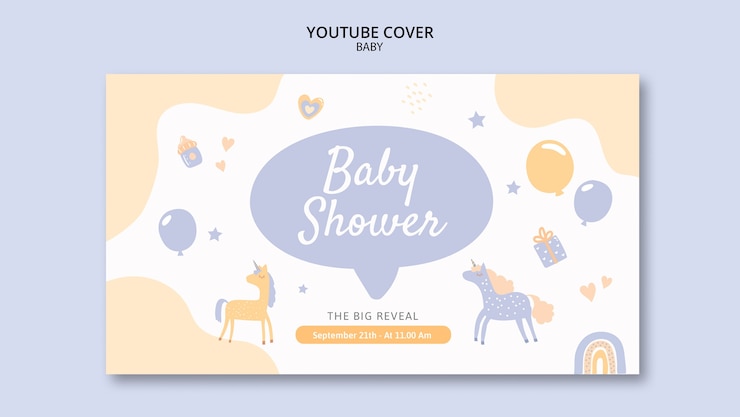 PSD gratuito diseño de plantilla de portada de youtube de baby shower