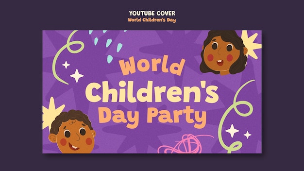 PSD gratuito diseño de plantilla de portada de youtube del día mundial del niño.