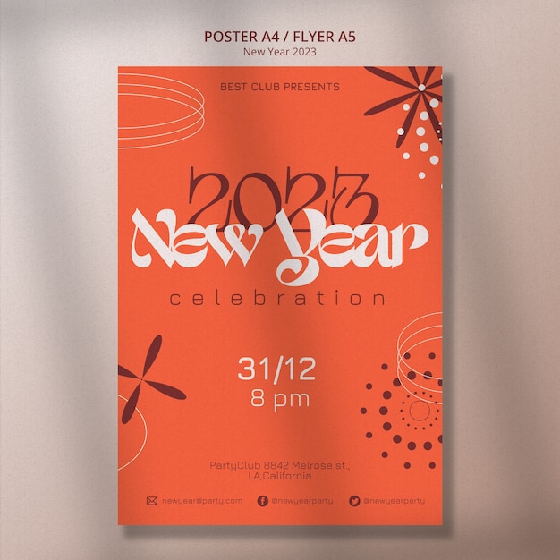 PSD gratuito diseño de plantilla de póster de año nuevo 2023