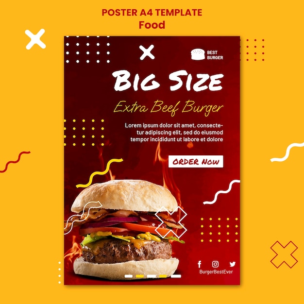 PSD gratuito diseño de plantilla de póster de comida degradada