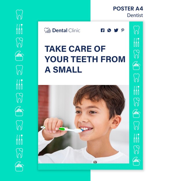 Diseño de plantilla de póster de concepto de dentista