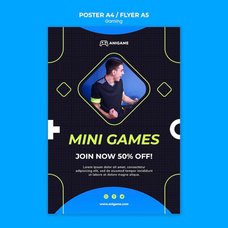 PSD gratuito diseño de plantilla de póster de concepto de juego
