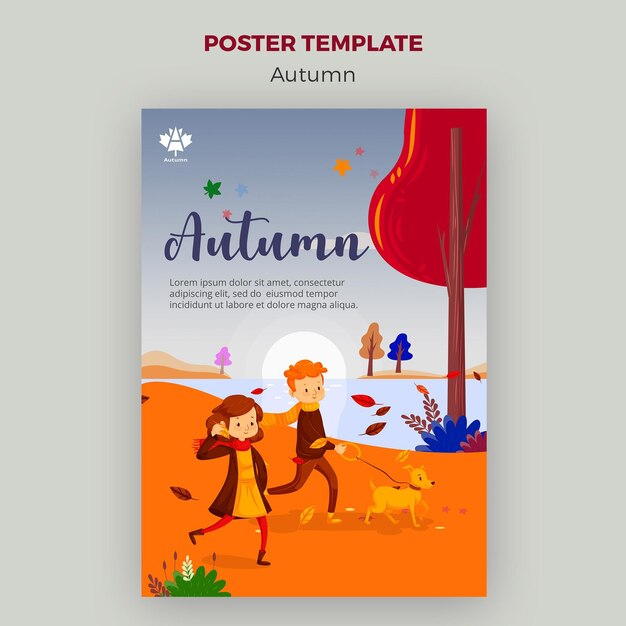 Diseño de plantilla de póster de concepto de otoño