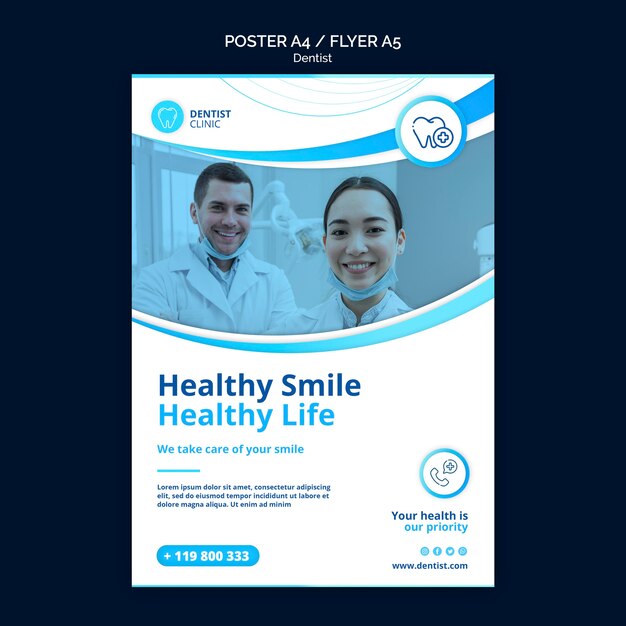 Diseño de plantilla de póster de dentista