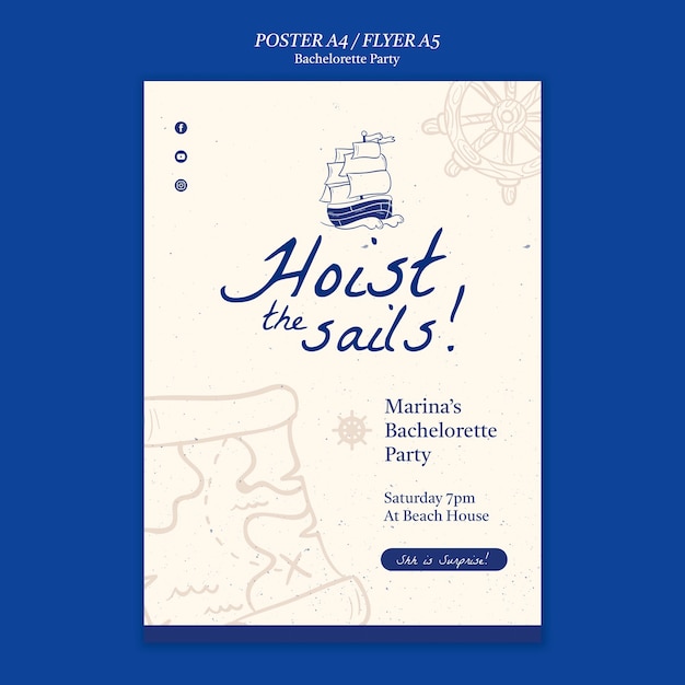 Diseño de plantilla de póster de despedida de soltera