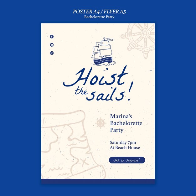 Diseño de plantilla de póster de despedida de soltera