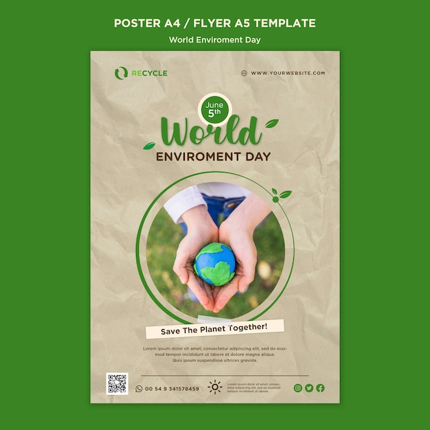 PSD gratuito diseño de plantilla de póster del día mundial del medio ambiente