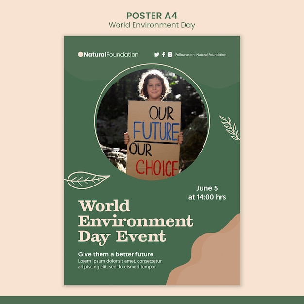 PSD gratuito diseño de plantilla de póster del día mundial del medio ambiente