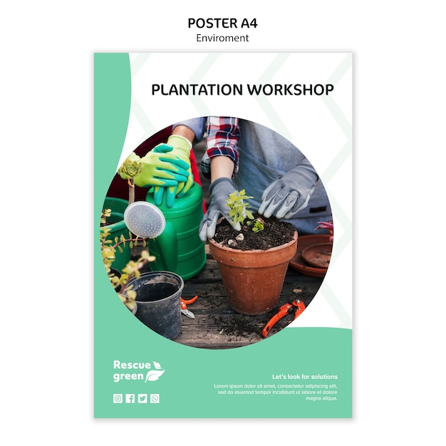 PSD gratuito diseño de plantilla de póster con entorno