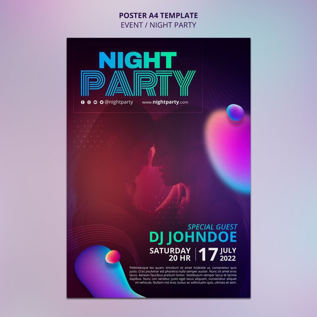 Diseño de plantilla de póster de fiesta nocturna