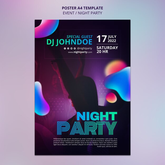 Diseño de plantilla de póster de fiesta nocturna