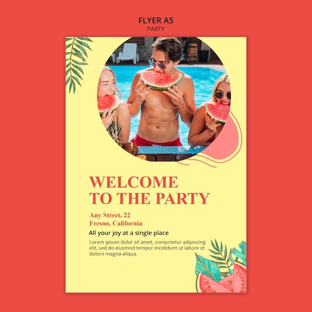 PSD gratuito diseño de plantilla de póster de fiesta en la piscina