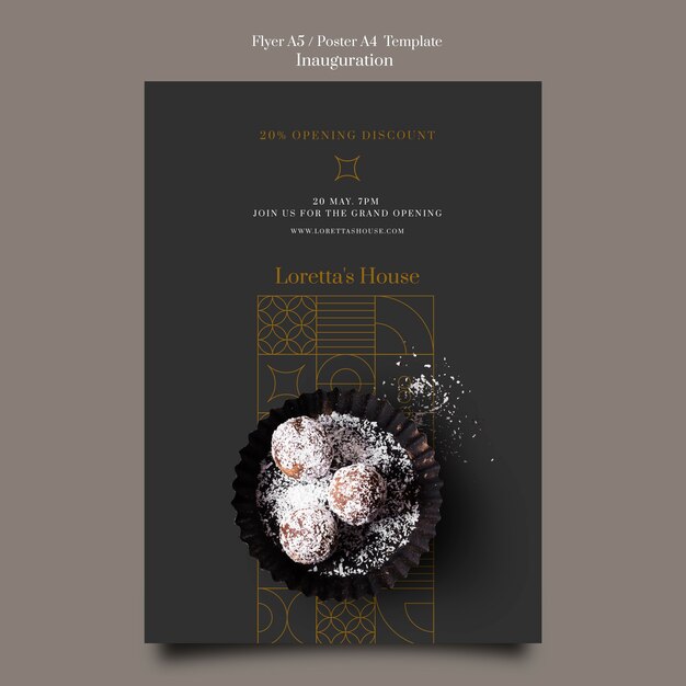 Diseño de plantilla de póster de inauguración minimalista.