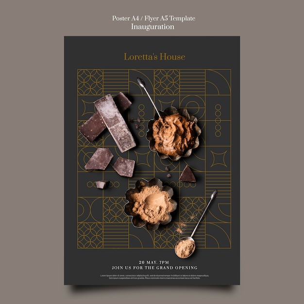 Diseño de plantilla de póster de inauguración minimalista.