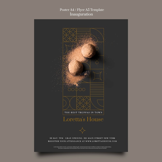 Diseño de plantilla de póster de inauguración minimalista.