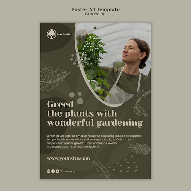 Diseño de plantilla de póster de jardinería