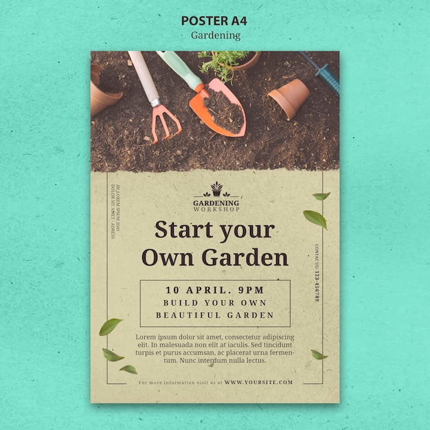 PSD gratuito diseño de plantilla de póster de jardinería