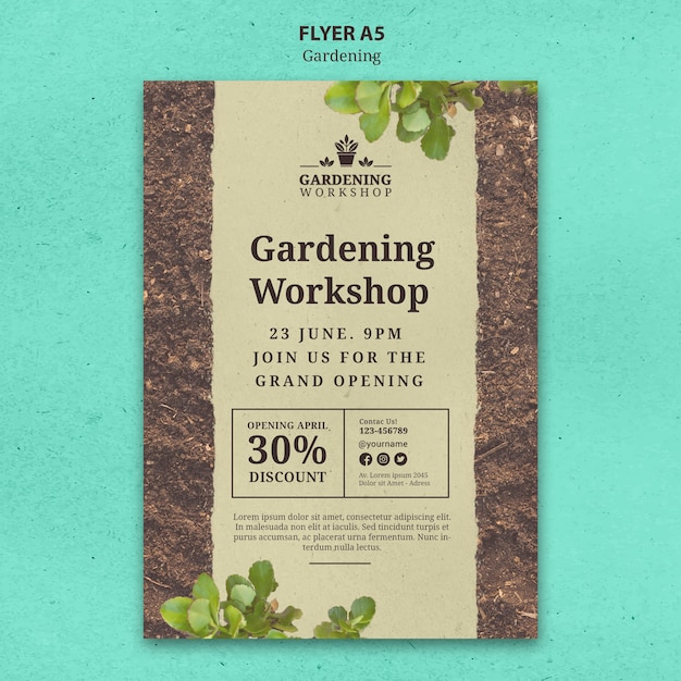 PSD gratuito diseño de plantilla de póster de jardinería