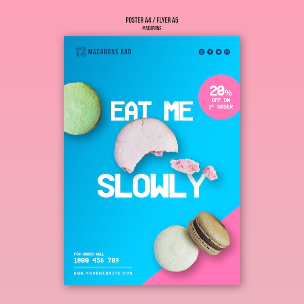 PSD gratuito diseño de plantilla de póster de macarons