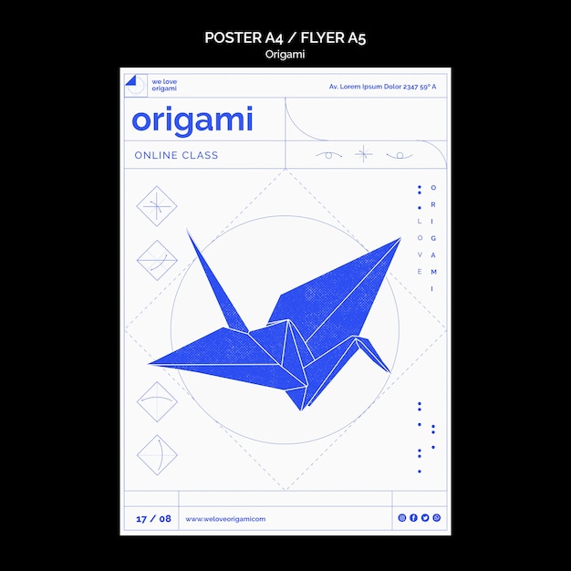 Diseño de plantilla de póster de origami