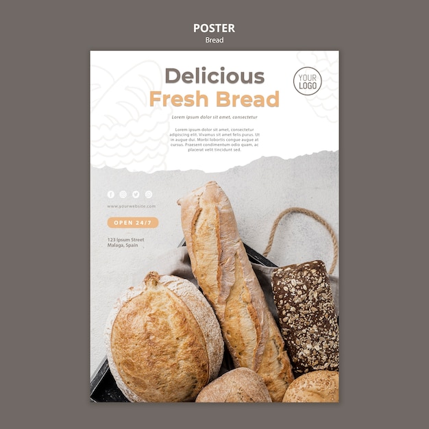 Diseño de plantilla de póster de pan