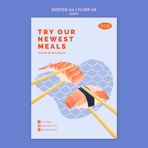 Diseño de plantilla de póster de sushi