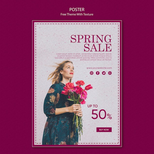 Diseño de plantilla de póster de venta de primavera