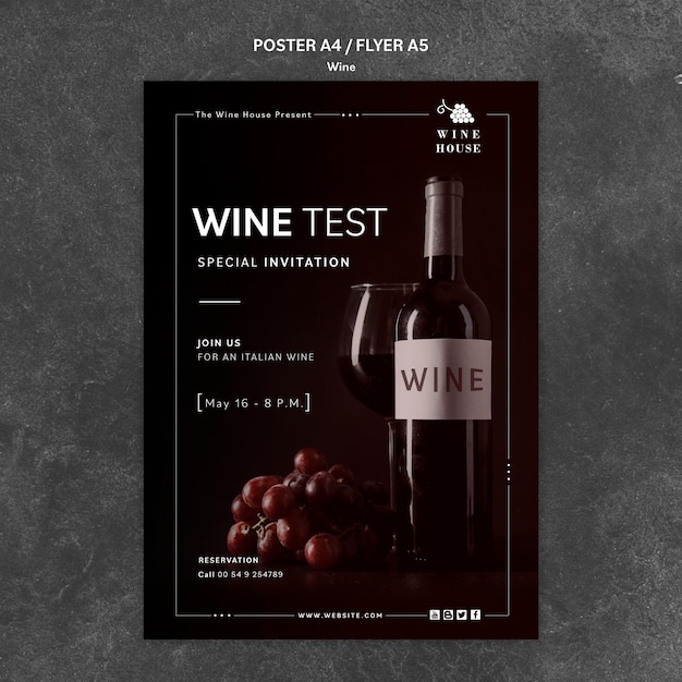 PSD gratuito diseño de plantilla de póster de vino