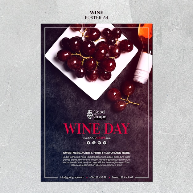 PSD gratuito diseño de plantilla de póster de vino