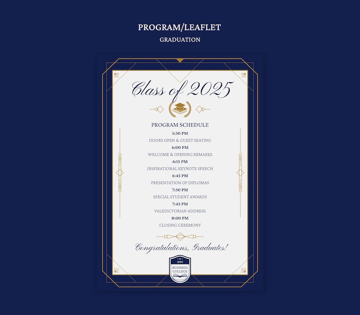 PSD gratuito diseño de la plantilla del programa de graduación