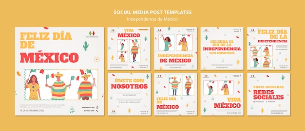 PSD gratuito diseño de plantilla de publicación de instagram de independencia de méxico