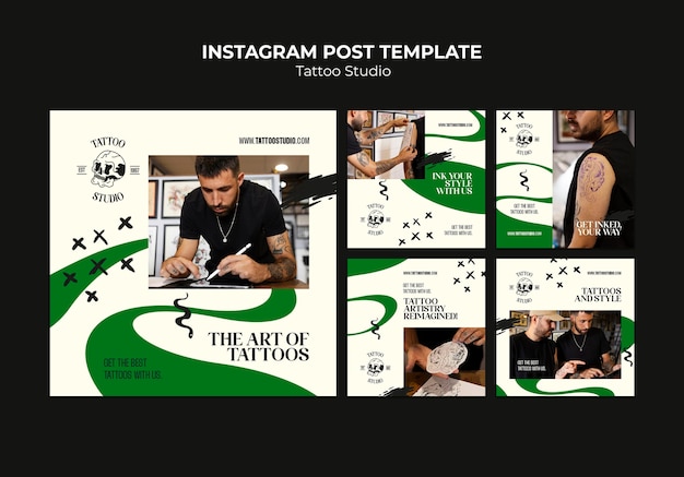 PSD gratuito diseño de plantilla de publicación de instagram de tatuaje