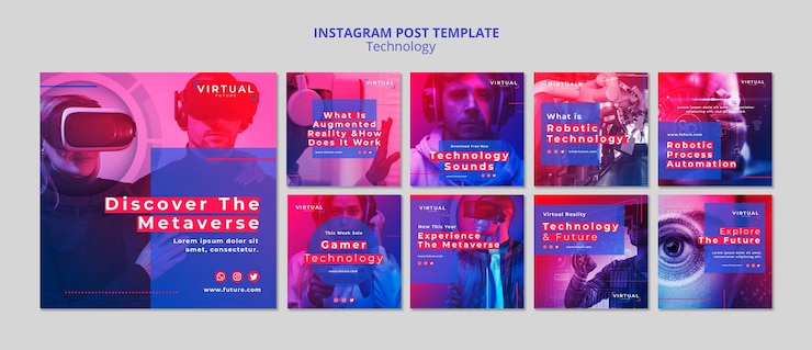PSD gratuito diseño de plantilla de publicación de instagram de tecnología