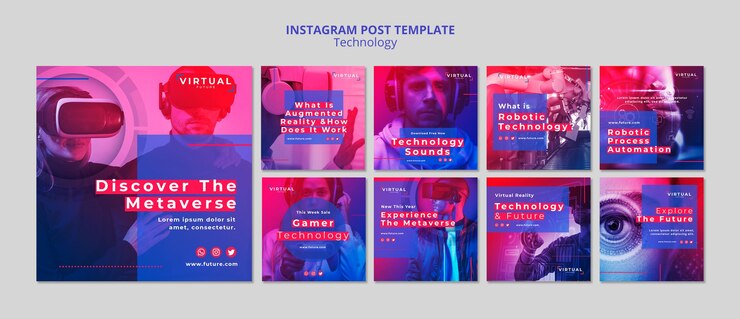 PSD gratuito diseño de plantilla de publicación de instagram de tecnología
