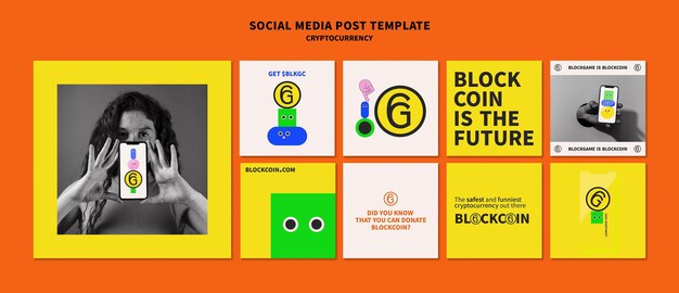 Diseño de plantilla de publicación de redes sociales de criptomonedas