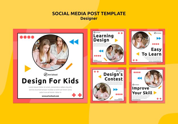 Diseño para plantilla de publicación de redes sociales para niños