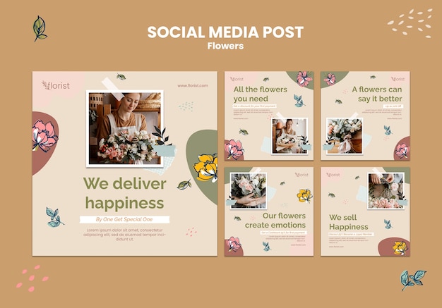 PSD gratuito diseño de plantilla de publicaciones de flor instagarm