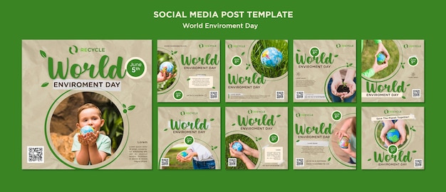 Diseño de plantilla de publicaciones de instagram del día mundial del medio ambiente