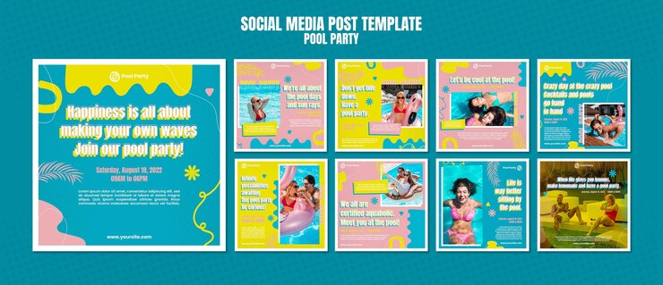 PSD gratuito diseño de plantilla de publicaciones de instagram de fiesta en la piscina