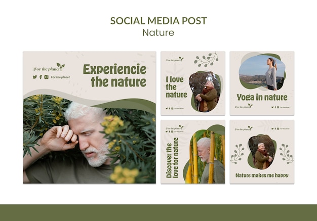 PSD gratuito diseño de plantilla de publicaciones de instagram de naturaleza
