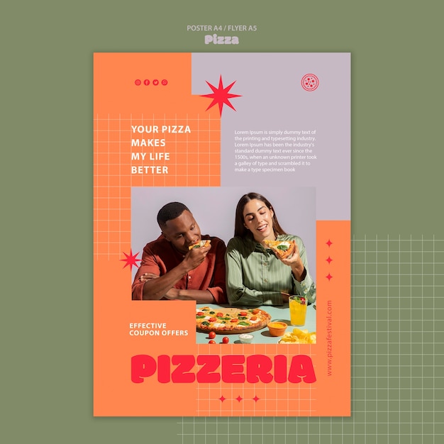 PSD gratuito diseño de plantilla de restaurante de pizza