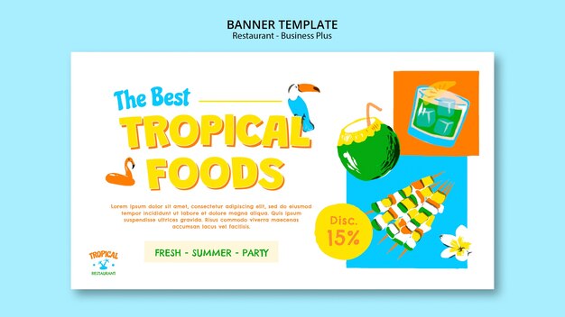 Diseño de plantilla de restaurante tropical