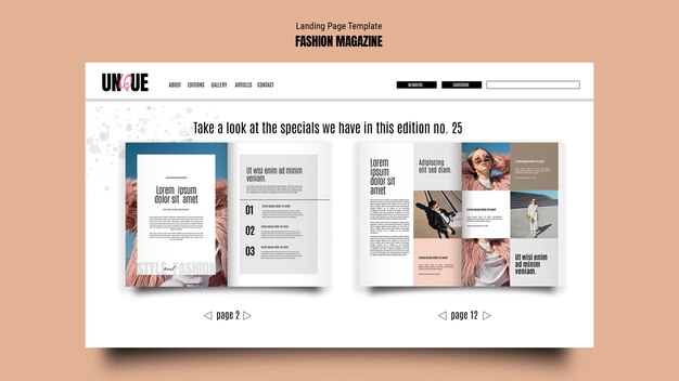 Diseño de plantilla de revista de moda