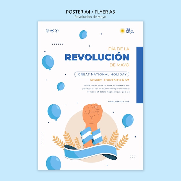 PSD gratuito diseño de plantilla de revolución de mayo.