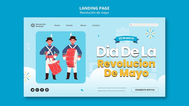 PSD gratuito diseño de plantilla de revolución de mayo.